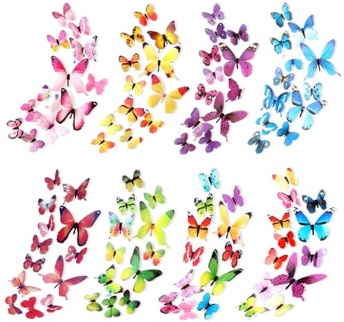 JSTHHTT 84PCS 3D Butterfly Wall Stickers 3 Sizes Butterfly Wall Decals Room, Butterfly Stickers, Butterfly Decorations, Butterflies Decor for Kids Bedroom Wedding Decor DIY Gift, Butterfly Wall Decor