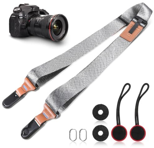 ueslwser Tracolla per fotocamera regolabile con sistema di sgancio rapido, per fotocamera SLR DSLR digitale o mirrorless Camera, 140 cm (grigio), grigio., 140 cm