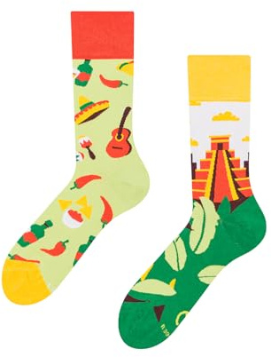 Dedoles Socken Unisex Damen Herren & Kinder Baumwolle viele lustige Designs Fussball Fahrrad Pferde Geschenk links rechts verschieden, Farbe: Grün, Motiv: Mexiko, Gr. 35-38