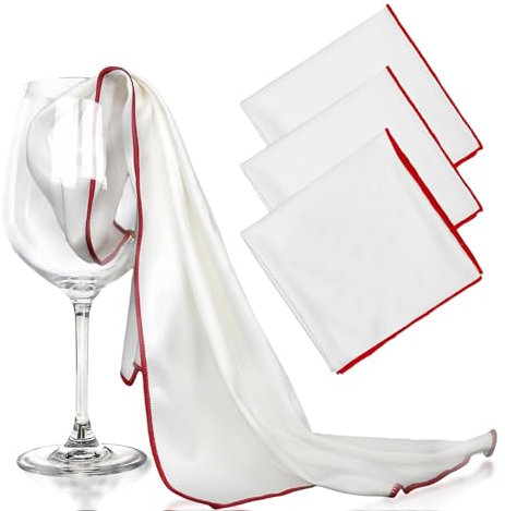 3 panni in microfibra per vetro, 60 x 46 cm, grandi panni per lucidare il bicchiere di vino, riutilizzabili, panni per la pulizia in vetro senza strisce, per vetri e occhiali (3, bianco)