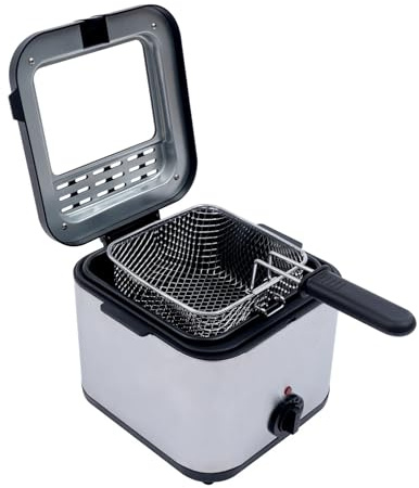 Electric Deep Fryer with Basket 1000W Countertop Deep Fryer Stainless Steel 2.5 L Oil Capacity for French Fry Restaurants Fast Food Stands Snack Bars Parties
