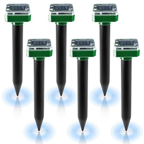 6 Stück Solar Maulwurf Vertreiber, Ultrasonic Solar Maulwurfschreck, Maulwurfbekämpfung, Wühlmausschreck, Mole Repellent, Schädlingsbekämpfung mit IP65 für Den Rasen Garten