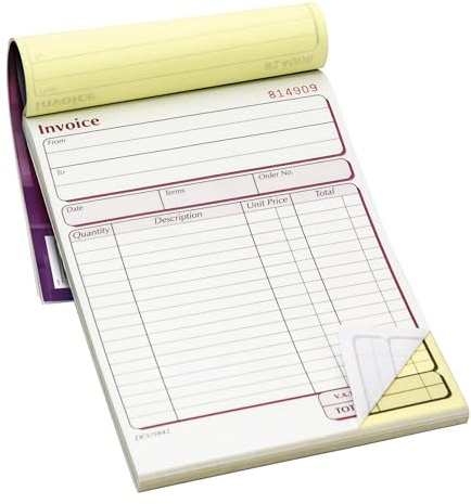 Pukka PAD Pack of 5 NCR Duplicate Invoice Book 50 Numbered Sets 137 x 203mm Durable Cover Receipt Book for Small Business Self-Employed Professionals Financial Records and Transactions