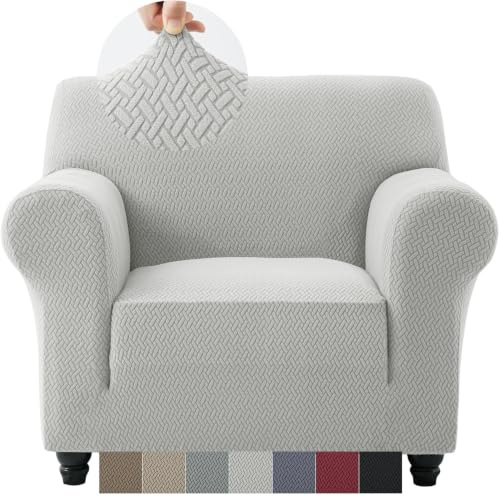 Moonlight Bedding Armchair Covers Non Slip Sofa Cover High Stretch Spandex Couch Covers for Sofa Arm protector super soft sofa covers (Silver Grey 1 Seater)