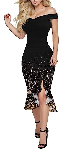 Damsommarklänning 2026 Volang Axelbas Lös Dam Kalla Blommor Slits Enkel Klänning Mode Vanlig Kortärmad Sexig(Black,L)