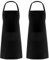 Syntus 2 Pack Adjustable Bib Apron Waterdrop Resistant with 2 Pockets Cooking Kitchen Aprons for Women Men Chef, Black