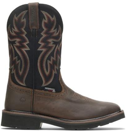 Wolverine Mens Rancher Wp St 10in Work Boot, Black/Brown, 9 US