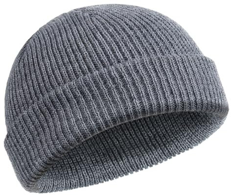 SATINIOR Gorro de Arrastre Ggorro de Reloj de Vellón Gorro de Invierno con Tapa de Calavera Enrollable Unisex (Gris Oscuro)
