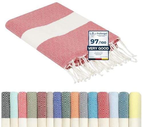furora HOLIDAY Telo Mare Grande, cotone 100x200 cm | Telo Spiaggia antisabbia | Asciugamano Mare Fouta, frange e angoli - Pareo Donna Uomo Ragazzi | Pic Nic Beach Towel Coperta, lungo leggero