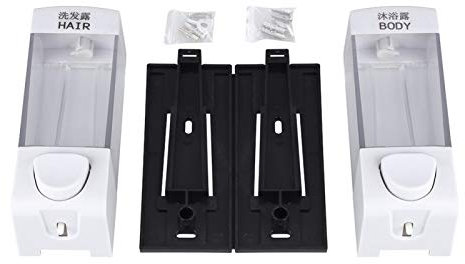 Kuuleyn Dispenser di Sapone a Parete, 2x350ml Bagno a Parete Scatola di Shampoo per Sapone Dispenser disinfettante per lozione Pompa per liquidi per Ufficio Bagno Cucina