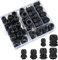 50 Pcs Adjustable Cable Glands, IP68 Waterproof Adjustable 3-15mm Cable Connectors, Plastic Nylon Cable Connectors Gland Joints Locknut Stuffing GlandsPG7/9/11/13.5/16/19(Black)