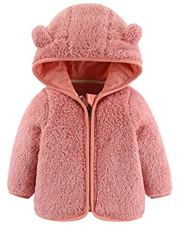 Gajaous Chaqueta con Capucha de Forro Polar para Bebés Niños y Niñas con Orejas, Abrigo Cálido de Oso de Cartoon para Niños, Cierre de Cremallera 0-24 Meses