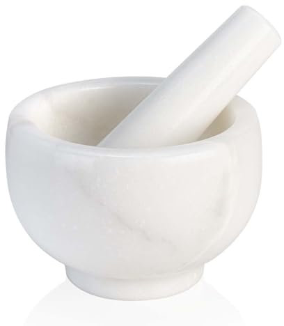 Koville Marble Mortar and Pestle Set, 5-1.5 Cups Grinder Bowl for Guacamole, Salsa, Pill Crusher, Spice, Herb, Garlic, Nut, Heavy Duty Grinder for Kitchen(Namib Fantasy)