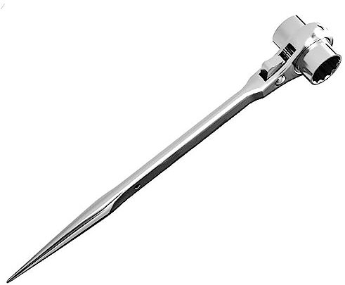 LEPEVNEY Scaffold Ratchet Double Ended Socket Ratcheting Podger Scaffold Spud Wrench Flat Satin Cr-v 19-21mm