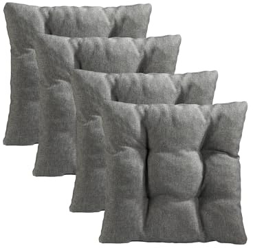 Traumnacht Cozy Stuhlkissen 4er Set 38 x 38 x 6 cm, Sitzkissen für Gartenstuhl, Küche & Esszimmer, Indoor & Outdoor Stuhlpolster, hellgrau