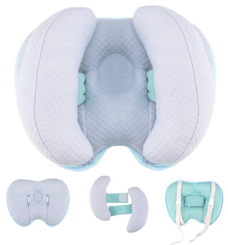 Blublu Park Almohada de viaje 2 en 1 mejorada para bebé, ajustable con forma de plátano, almohada de apoyo para el cuello y la cabeza, cojín de inserción para cochecito, para niños, niños pequeños,