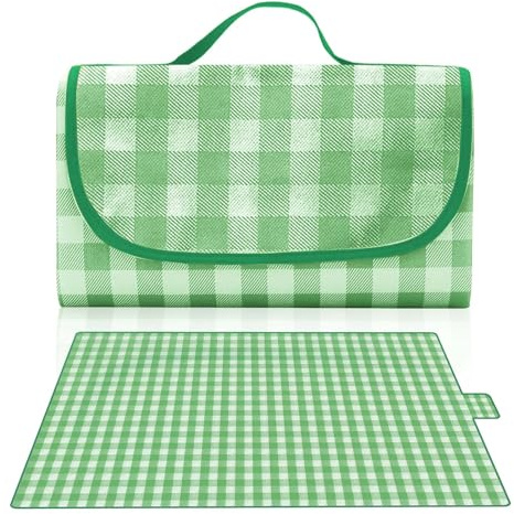 HW CASA Coperta Picnic Impermeabile 300 x 200 CM,Telo Picnic Stuoia Campeggio con Maniglia, all'Aperto Lavabile Coperta da Spiaggia Picnic, Tappetino da Picnic per Spiaggia, Viaggi, Campeggio
