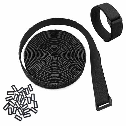 Upbeat 5m x 2cm Sujetacables Reutilizables (25 Hebillas), Cinta con Longitud de Corte Libre, Bridas para Cables Reutilizables para Cables, Mangueras, Motos, Plantas, Esterillas de Yoga