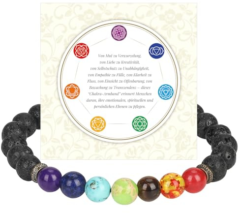 SHIEAGLELD Bracciale Yoga 7 Chakra, pietre curative reali, bracciali in pietra lavica, gioielli fatti a mano con pietre naturali di quarzo, terapia energetica Reiki di guarigione per donne uomini