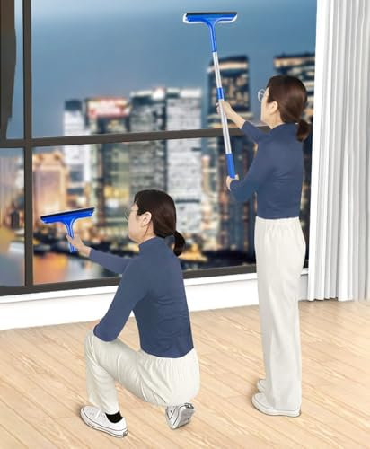 MLYAYE Limpiador Limpieza Vidrios Limpiador De Ventanas con Varilla Telescópica, Equipo 2 En 1 para Lavar Vidrios De Balcones Y Fregador De Ventanas para Espejos, Gasolineras Y Puertas Corredizas