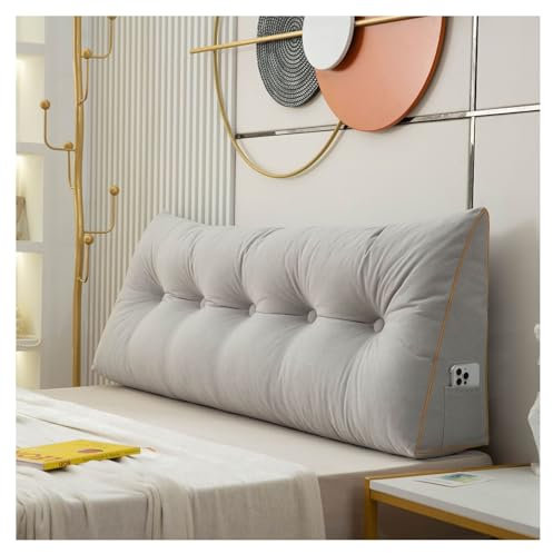 CJJZFO Rückenkissen Lesekissen für Bett und Sofa, Keilkissen, Rückenpolster für Die Wand, Sitzkissen, Wandkissen, mit Waschbarem Bezug, Ideal zum Anlehnen im Bett(Gray,80 * 50 * 20cm)