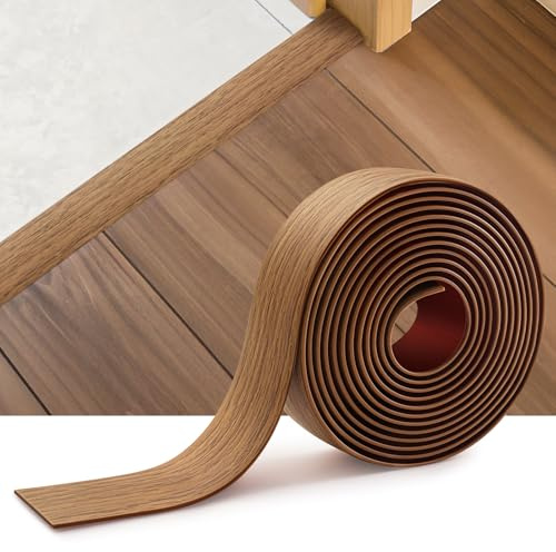 INMOZATA 2M Self Adhesive Vinyl Flooring Threshold Transition Strip,Flat Laminate Profile Flooring Edge Trim Strip,Floor Strip Floor Flat Divider Strip for Joining Floor Gaps(4cm,Yellow Oak)