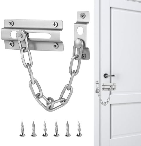 1PCS Stainless Steel Door Chain,Door Chain Internal Door Lock,Door Chains for Front Door,Chain Lock for Door Anti Theft Home Safe Nickel Plated Door Locks with Screws.