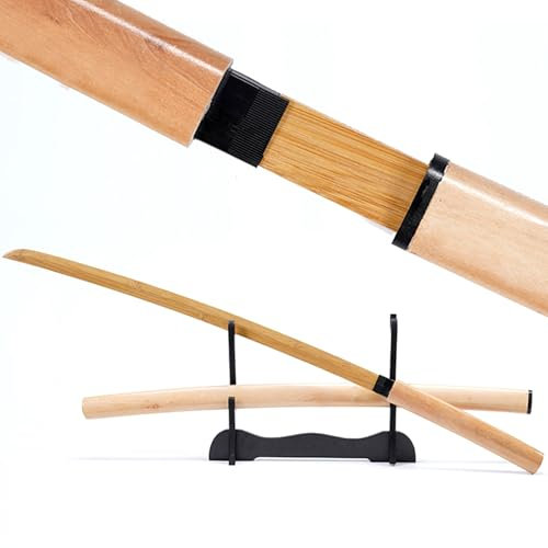 HJHUUA Spada da Allenamento Samurai in bambù da 102 cm,Katana in bambù Naturale con Fodero in bambù,bokken Fatto a Mano per la Pratica del Kendo,Regalo,Decorazione,Cosplay