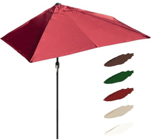 OPOLDBDMAC Ombrellone da Parete con Manovella, Mezzo Ombrellone da 2m, Ombrellone da Parete per Mercato All'aperto, per Giardino, Balcone, Cortile All'aperto(Burgundy,2x1m/6.5x3ft)