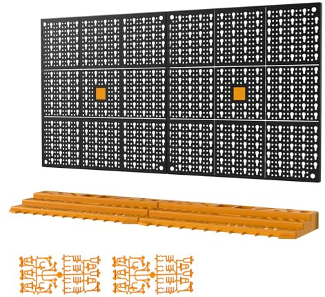 TANGZON Pegboard Organizer Kit, Wall-Mounted Tool Storage Rack with 2 Pegboards & 2 Storage Shelves & 50 Hooks, Multifunctional Tool Holder Board Organizer System for Garage Warehouse Workshop