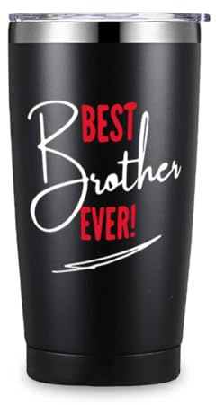 Homorro Borraccia Termica Regalo Compleanno Regali per Uomo Fratello Maggiore Economici Termos Caffè Borracce Termiche Bottiglia Tazza Acqua Regalini Bicchiere Termico Best Brother Ever Nero 600ml