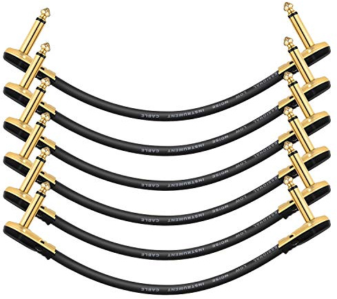 Donner Guitare Patch Câble Jack Mono 15cm, Cordons Patch Professionnel pour Pédales D'effet Guitare/Basse, Pack de 6