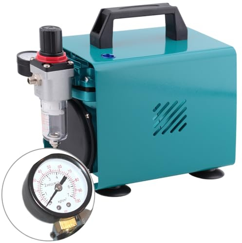 AMUR Airbrush kompressor till snittpris, enheten f. nybörjare/avancerad f. Airbrushset med manometer, förfilter vattenseparator för sprutfärg