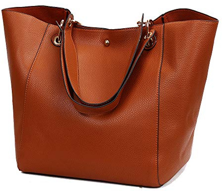 Coolives Damen 2 in 1 Shopper Schultertasche aus PU-Leder Vintage Taschen Hobo Handtasche Elegant Henkeltasche Eimer Tasche für Dame Braun EINWEG