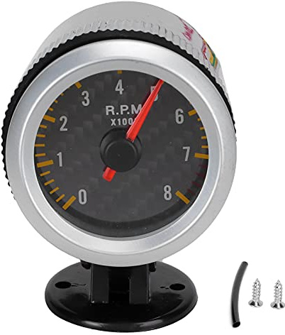 Varvräknare, 52 Mm/2,05 Tum 0-8000 Rpm Kolfiberpanelpekare 12V Universal för 4 6 8-cylindriga Motorer