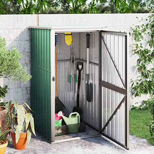 Tidyard Enhetshus, utrustningshjul, trädgård, skjul, trädgårdshus, trädgårdshus, trädgårdsskåp, apparatskåp, galvaniserat stål, grönt 88 x 89 x 161 cm