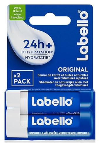 LABELLO Duo Original (2 x 5,5 ml), Lippenbalsam angereichert mit natürlichen Ölen und cremiger Textur, Lippenpflege, langanhaltende Feuchtigkeitsversorgung für 24 Stunden