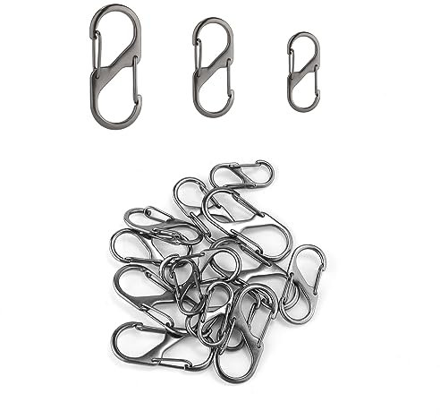 15pcs Quick Disconnect Clips, Zipper Clip Theft Deterrent Zipper Lock Clip Dual Locking Carabiner Zipper Pull Replacement for Backpack Keychain Suitcase (Grey, 3 Sizes)