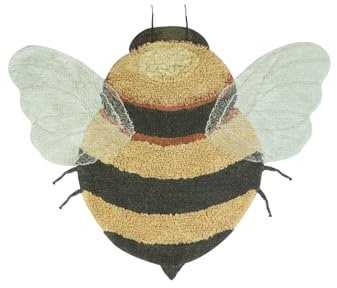 Lorena Canals Waschbarer Teppich für Kinder, Bee für Schlafzimmer oder Wohnzimmer, Baumwolle, Honey & Grau, Größe: 115 x 150 cm