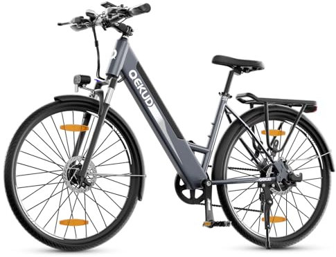 Qekud 26'' Elektrofahrrad, 26M208 E-Bike Trekkingrad E-Cityrad, 36V 12,5Ah Li-Ion Akku Mountainbike Pendlerfahrrad, LCD-Display, Reichweite bis 100KM, EU-konform, mit APP