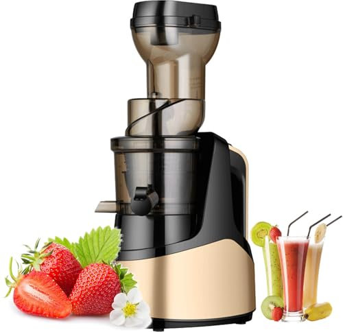 Spremiagrumi A Masticazione Lenta 150w, Spremiagrumi Automatico A Freddo Di Grande Capacità Da 1000 Ml, Spremiagrumi Centrifugo Con Funzione Inversa, Per Frutta Intera/Gelato/Frullato,Gold