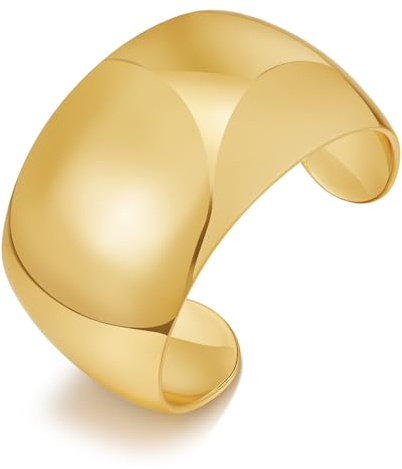 WOWORAMA Polished Wide Cuff Bracelets for Women Boho Chunky Gold Bangle Bracelets Vintage Trendy Statement Gold Bracelet Adjustable Open Wrist Arm Cuff Bracelets