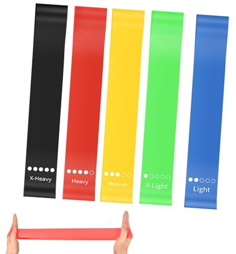 BRITECO Premium Resistance Bands Set of 5 - Skin-Friendly Fitness Exercise Loop Bands with 5 Levels of Resistance for Men and Women, Ideal for Legs, Glutes, Arms, Pilates, and Yoga