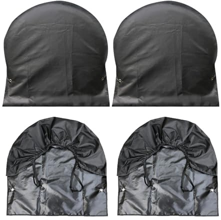 Coperture per pneumatici, 4 pezzi, nero, impermeabile, protezione UV, neve, sole, pioggia, copertura per pneumatici per camper, roulotte, camion, rimorchi, camper (adatto per pneumatici da 68,9 a 73,7