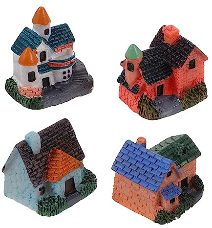 HAWILLOSCH Minicasa De Resina con Forma De Cabaña De Troncos para Decoración De Jardines Y Paisajes Pequeña Casa De Hadas