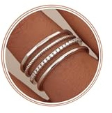 Roheafer 4 Pcs Silver Rings Set - 14K Gold Plated Thumb, Knuckle Stacking Band & Engagement Promise Rings - 8MM