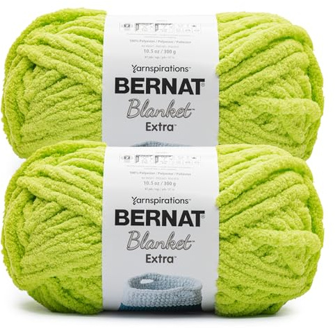 Bernat filt extra ljust limegarn – 2-pack med 300 g/10,5 uns – 100% polyester – #7 Jumbo – 97 meter – stickning/virkning