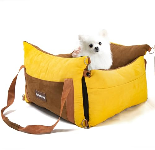 Siege Auto Chien Voiture pour Petite et Moyenne Moins de 15kg, Panier Chien Voiture Portable avec Aire de Repos Extensible, Siège Auto Détachable pour Le Transport avec Clip de Sécurité