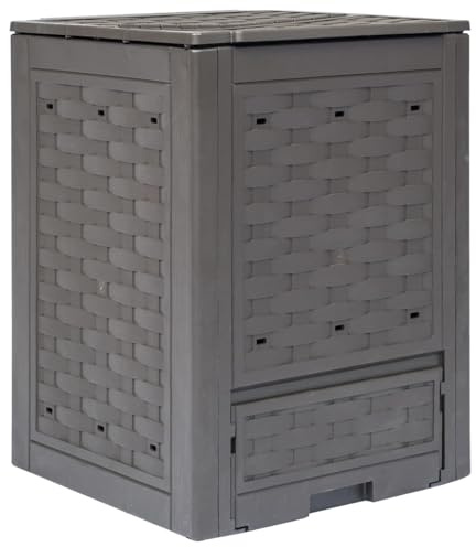 Gecheer Garden Composter Brown 60x60x83 cm 300 L Plastic Rattan Garden composter Model45681