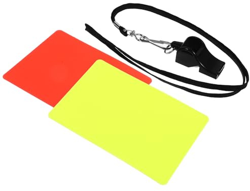 POPETPOP Set Arbitre Football Cartes Rouge Et Jaune Sifflet Et Cordon Robuste Flexible Et Portable Équipement Indispensable pour Arbitres Lors des Matchs Sportifs
